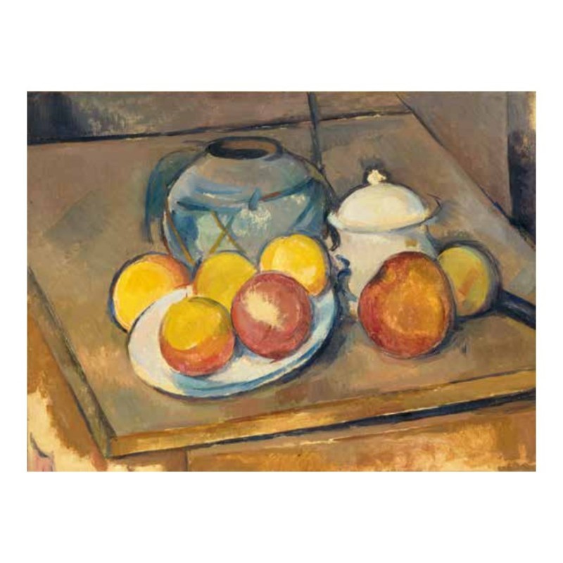 Paul Cézanne  Vase paillé, sucrier et pommes, 1890-1894