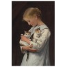 Poster Albert Anker JEUNE FILLE TENANT DEUX CHATS