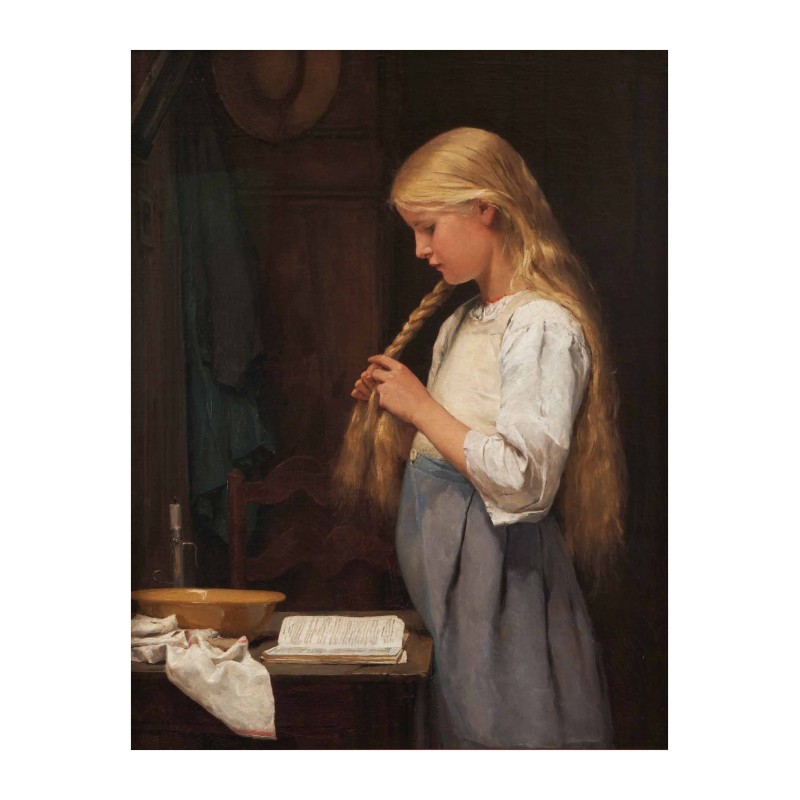 Poster Albert Anker JEUNE FILLE SE COIFFANT